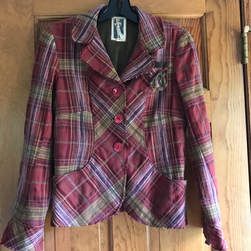 Burning Torch Raspberry Plaid Blazer